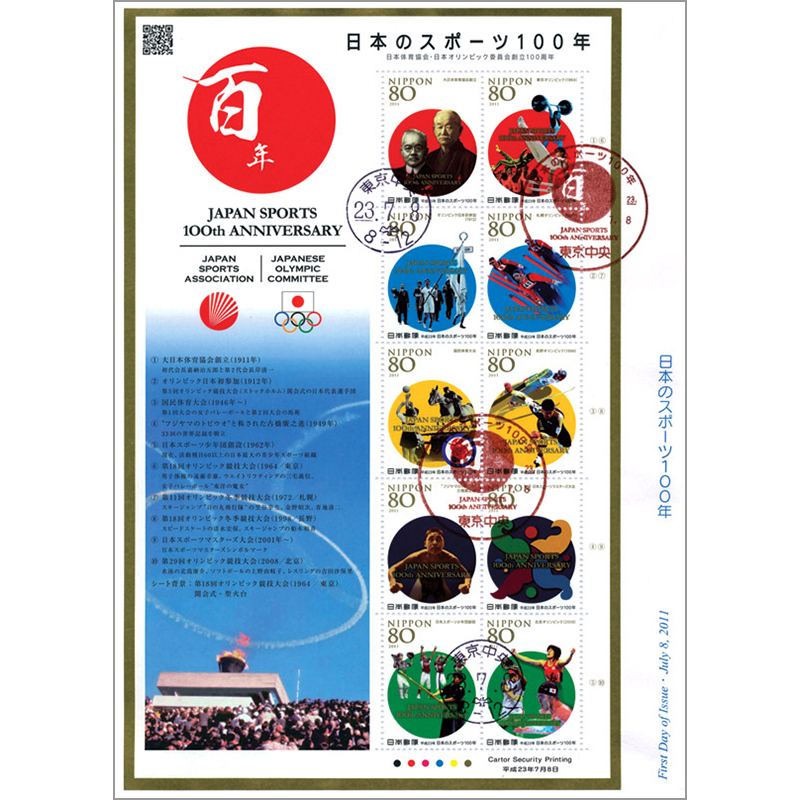 日本のスポーツ100年　全貼り初日カバー