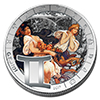 ミュシャと黄道十二宮「双子宮」　500フランカラー銀メッキ白銅貨
